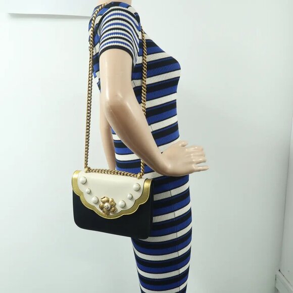 100% Authentic GUCCI Peony Black Pearly Leather Shoulder Bag 615-121424 - Picture 12 of 12